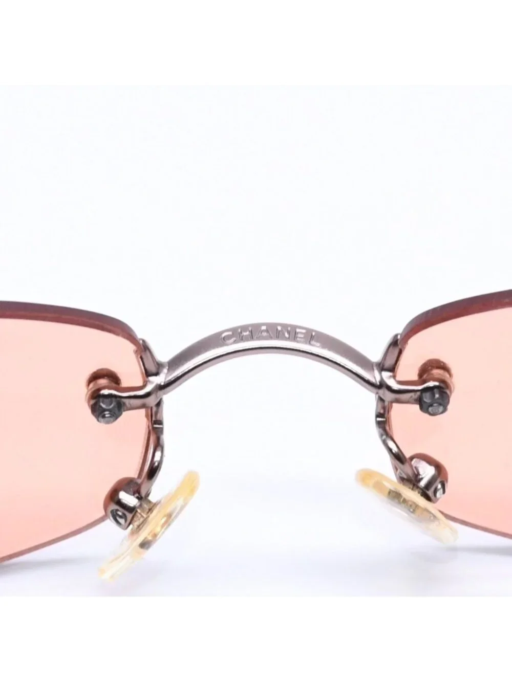 Chanel Sunglasses Eyewear Orange Lens CC Logo Silver